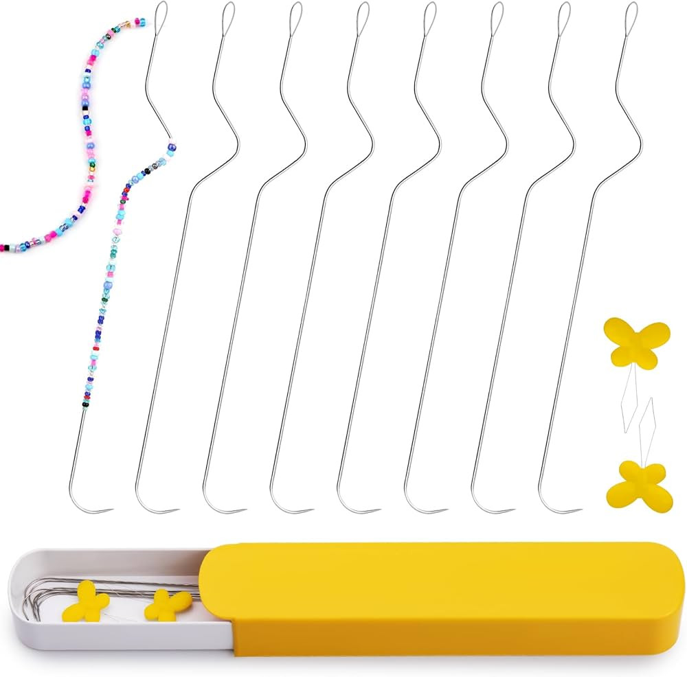 GarfxG 8 PCS Beading Needles-7.48 Inches Stainless Bead Spinner Needles, Big Eye Curved Beading N... | Amazon (US)
