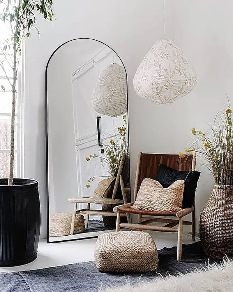 Otlsh Floor Mirror, 71"×30" Arched Full Length Mirror Arched with Stand, Oversized Standing Mirr... | Amazon (US)