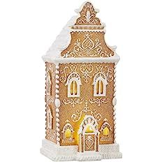 RAZ Imports 2021 13-inch White Icing Scrollwork Lighted Gingerbread House Figurine | Amazon (US)