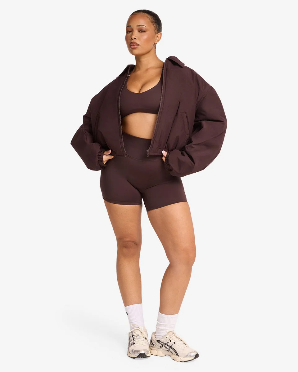 Cropped Oversized Bomber Jacket | Espresso | Crop Shop Boutique AU