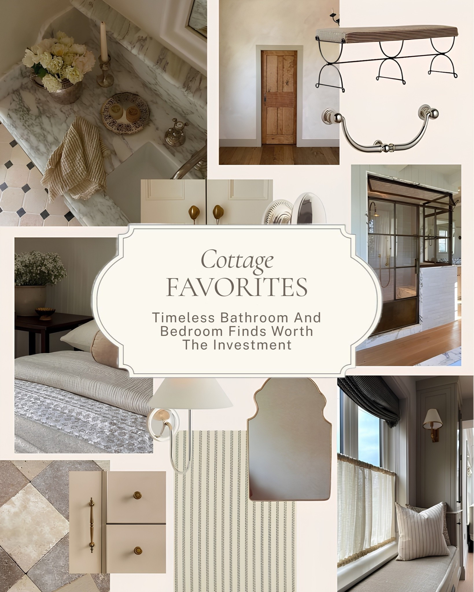 The pieces you buy once and keep forever ✨ 

A marble sink moment, a steel frame shower, an iron bench, an arched vanity mirror, ticking stripe wallpaper, and those quiet hardware details that make every room feel elevated and considered. 

All linked here 🤍 

#LTKhome