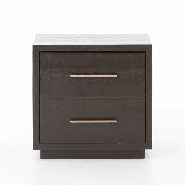Victor 21.75'' Tall 2 - Drawer Nightstand in Burnished Black | Wayfair North America