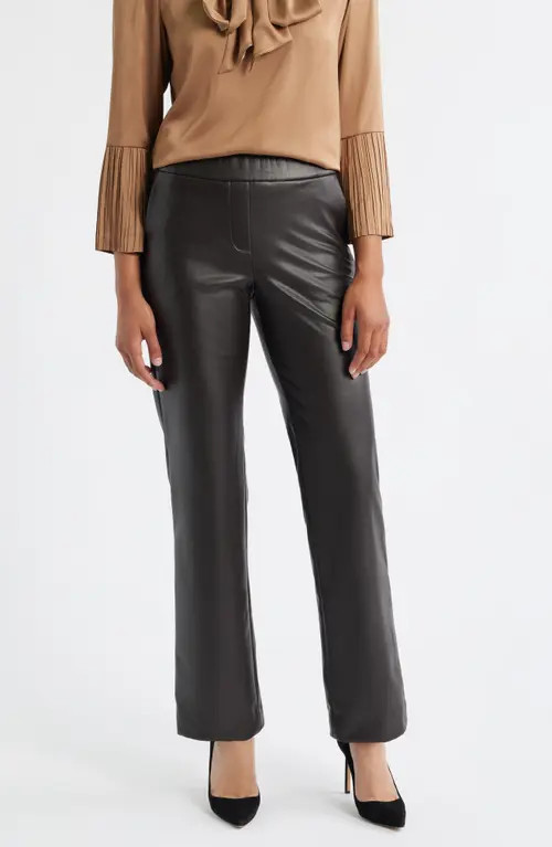 Anne Klein Faux Leather Pull-On Pants in Deep Mahogany at Nordstrom, Size Small | Nordstrom