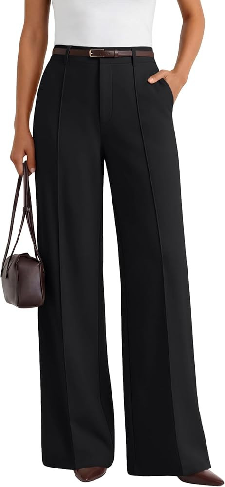 LILLUSORY High Waisted Stretchy Wide Leg Dress Work Pants Trousers Business Casual Slacks with Po... | Amazon (US)