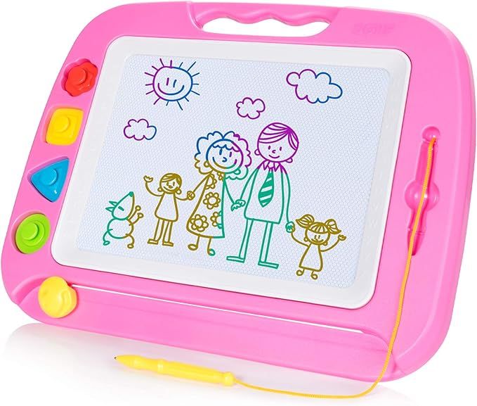 SGILE Magnetic Drawing Board Toy for Kids, Large Doodle Board Writing Painting Sketch Pad, Pink | Amazon (US)