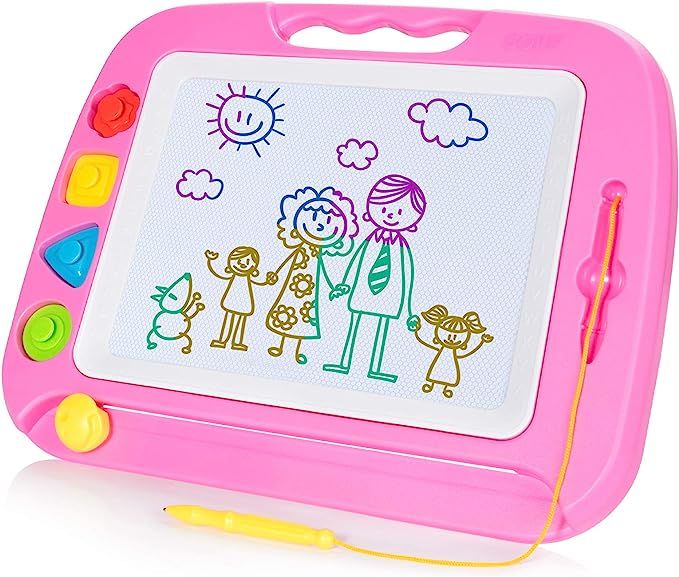 SGILE Magnetic Drawing Board Toy for Kids, Large Doodle Board Writing Painting Sketch Pad, Pink | Amazon (US)