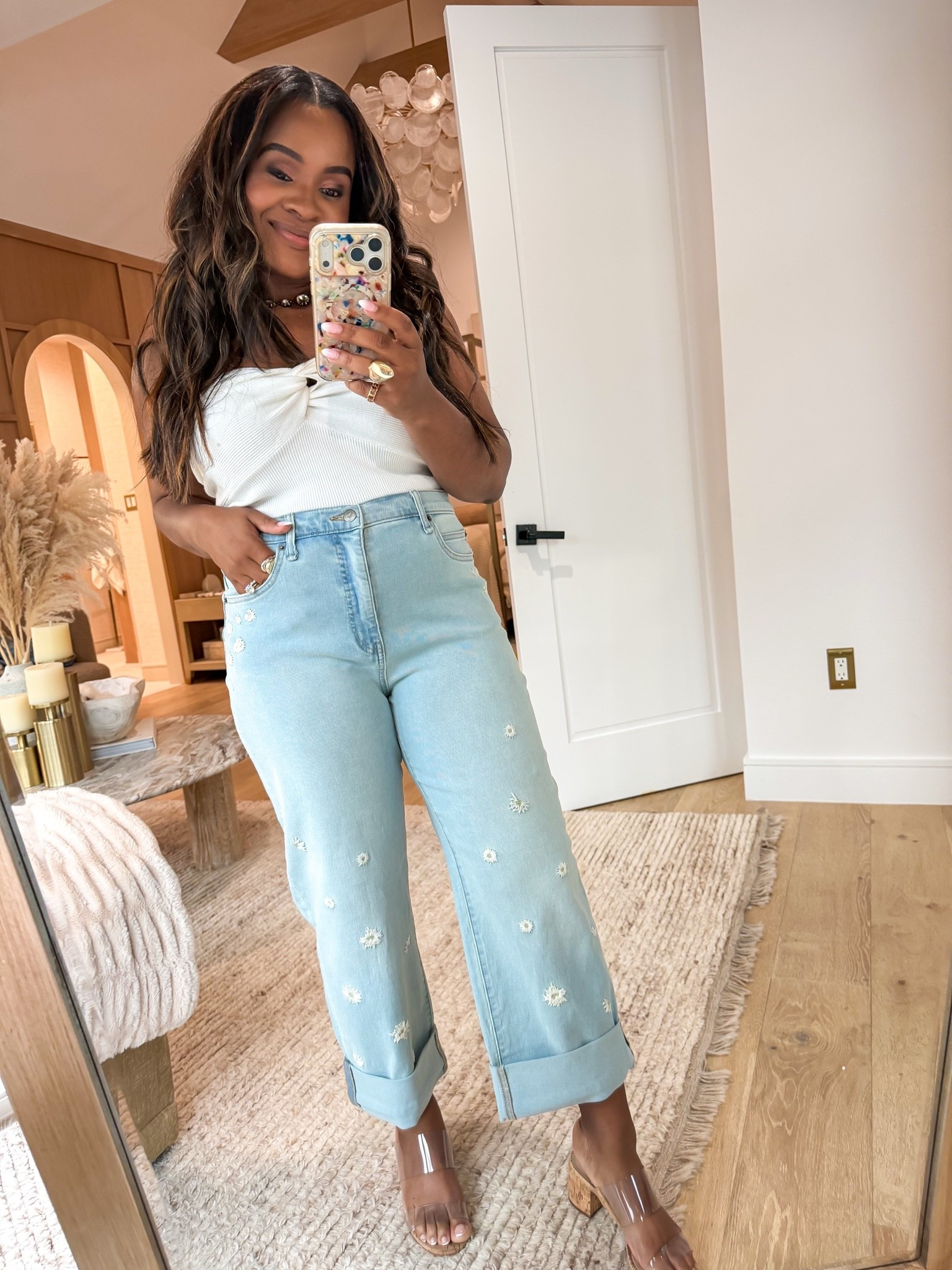 These $34 daisy jeans from Walmart are a must for summer! So flattering!!

#LTKootd #LTKgrwm #LTKMidsize
