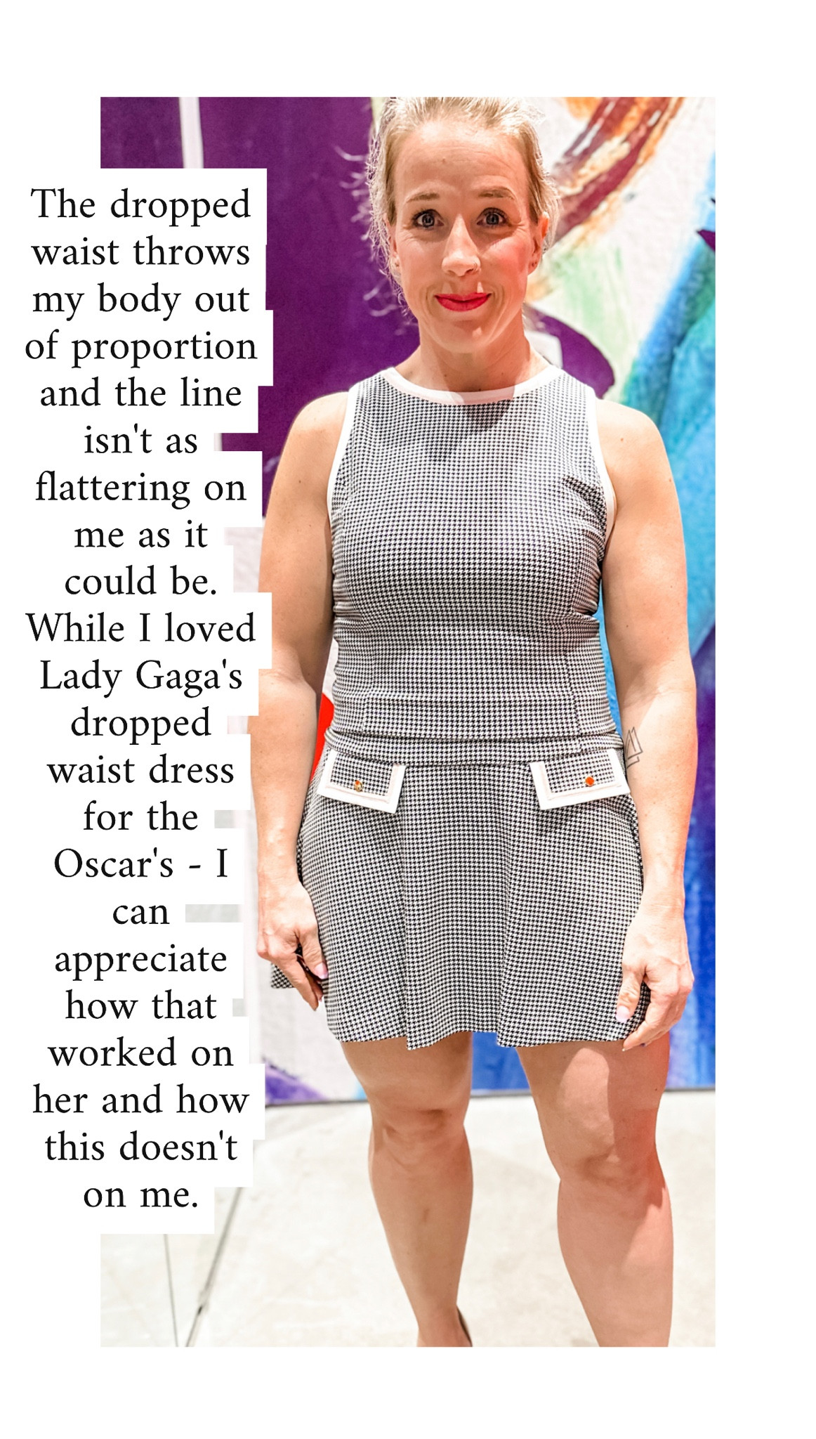 Dropped-waist black and white plaid dress with contrast piping — the dropped waist of this skirt doesn’t flatter my body proportions so I’m showing it how I’d tailor it to honor my body a bit better. (I have a very short torso so this would work better on someone with a longer one!)

House of Colour Winter
#hocwinter 
ALICE + OLIVIA TRY-ON

#LTKFind #LTKstyletip #LTKworkwear