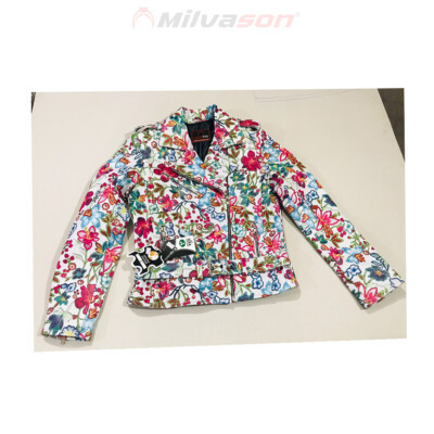 Women's Flowers Printing Leather Fashion Jacket With Turn-Down Collar | eBay US