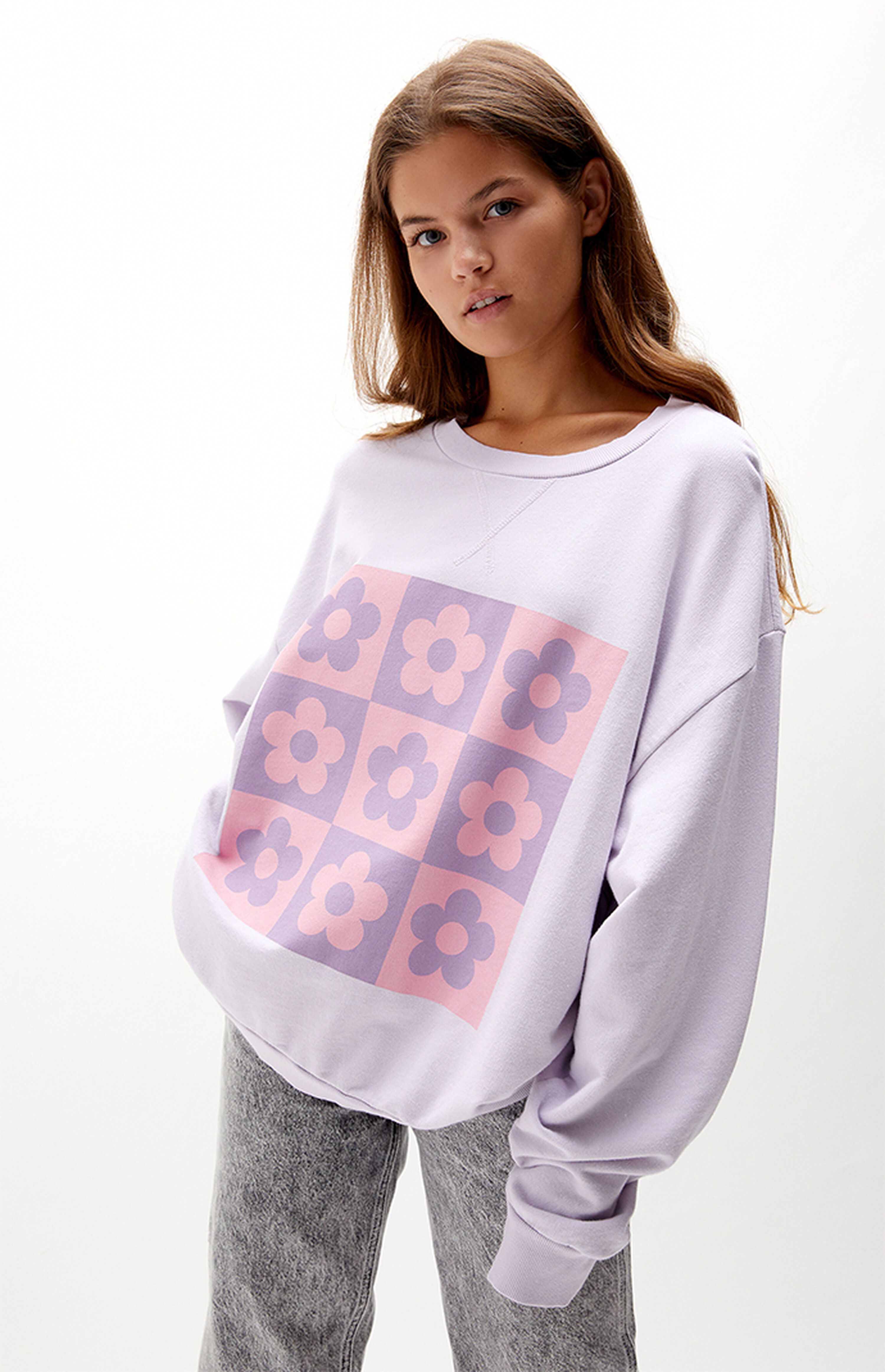 PS / LA Floral Grid Crew Neck Sweatshirt | PacSun | PacSun