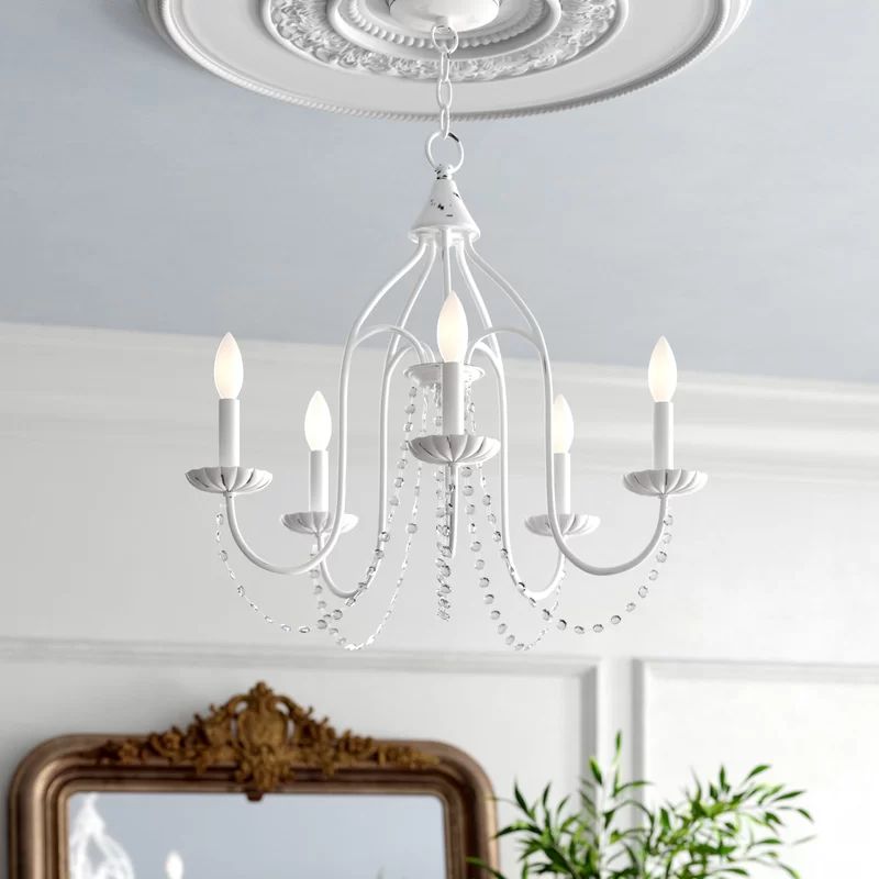 Andrews 5 - Light Candle Style Classic / Traditional Chandelier with Crystal Accents | Wayfair North America
