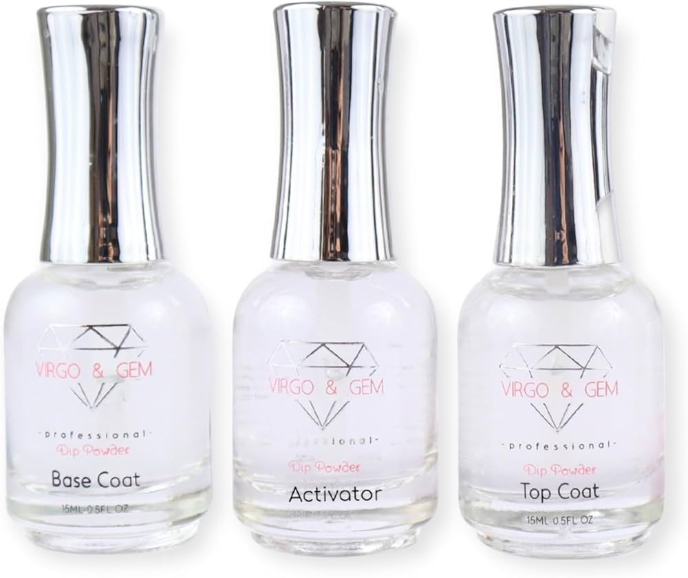 VIRGO & GEM 3 or 5 pcs Dipping Powder Liquid Set- 15ml Dip Powder Base Coat, Top Coat, Activator,... | Amazon (US)