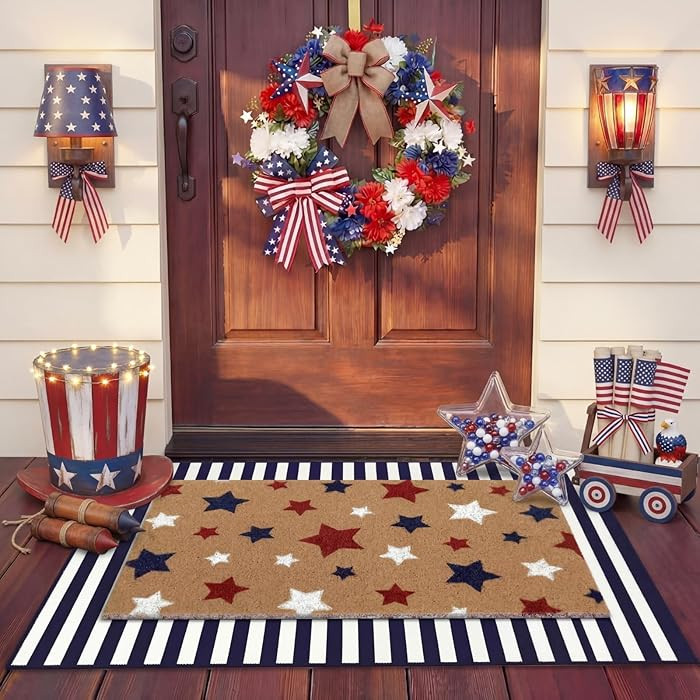 Duraaamo 2 Pcs Independence Day Door Mat 4th of July Outdoor Welcome Mats for Front Door Patrioti... | Amazon (US)