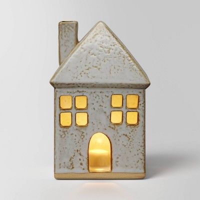6.88" Battery Operated LED Lit Ceramic House Christmas Village Building - Wondershop™ White | Target