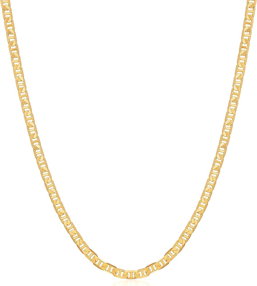 Barzel 18K Gold Plated Mariner Chain Necklace for Women, Flat Marina Gold Necklace | Amazon (US)