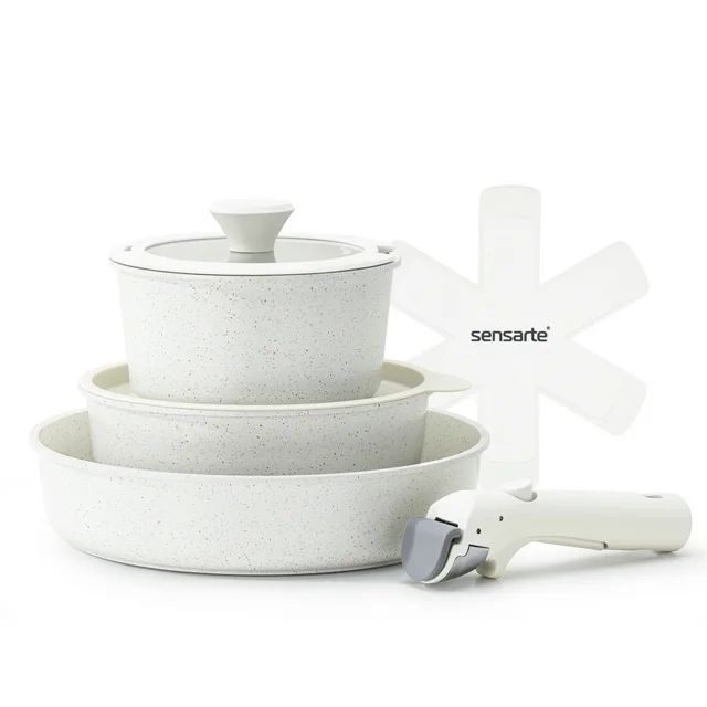 Sensarte Nonstick Pots and Pans Set with Detachable Handle, 8pcs Cooking Pots and Pans Set with R... | Walmart (US)