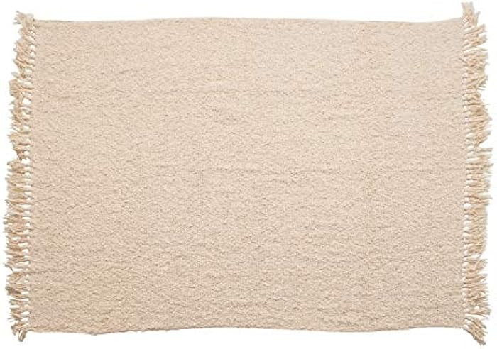 Creative Co-Op Cotton Blend Bouclé Fringe, Cream Color Throw | Amazon (US)