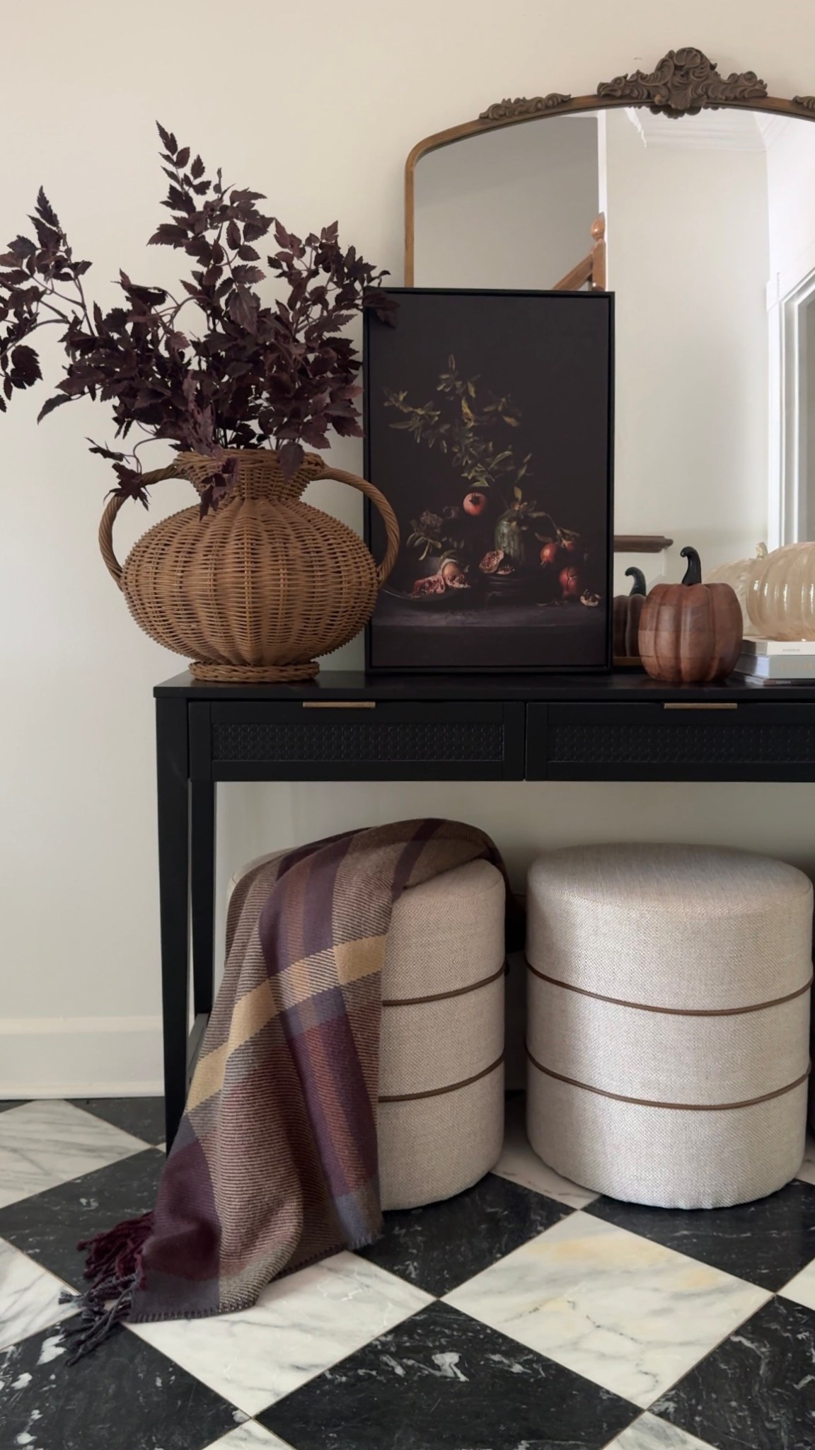 fall foyer, entryway decor, fall decor