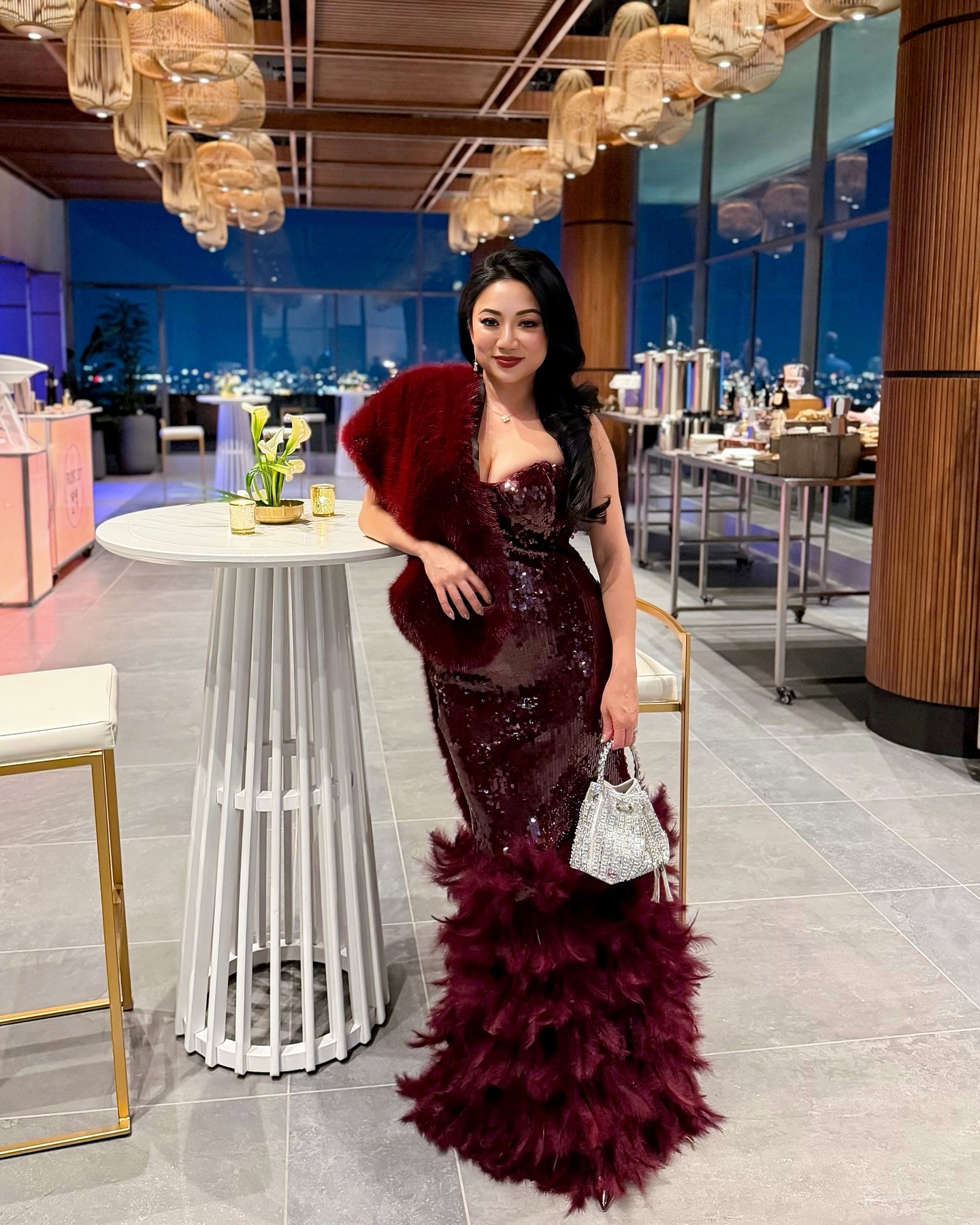 Serving 1930’s glamour, 33 floors up ✨🥂

A night of art deco elegance and skyline views 🌃 at Legacy Reimagined party celebrating the stunning remodel of @loewsphiladelphia ballroom spaces. #See33

In The Moment Feathered Sequin Gown // Fashion Nova stretchy strapless sequin burgundy maxi dress with sweetheart fitted cups and burgundy feather trim skirt. The quality is better than expected and I’m wearing size small. Paired it with a burgundy faux fur wrap scarf.

https://www.fashionnova.com/products/in-the-moment-feathered-sequin-gown-burgundy

.
.
.
.
.
Loews Hotel, Loews Philadelphia, Philly, 1930s, date night ideas, date night outfits, wedding season, Fashion Nova, wife life, wives of Instagram, things to do Philly, weekend vibes, Philly blogger, Asian blogger, macro influencer, Philadelphia blogger, Philly influencer

#LTKootd #LTKValentine #LTKWedding