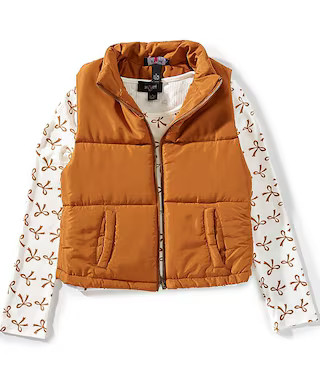 Big Girls Sleeveless Puffer Vest & Long-Sleeve Bow-Printed T-Shirt | Dillard's