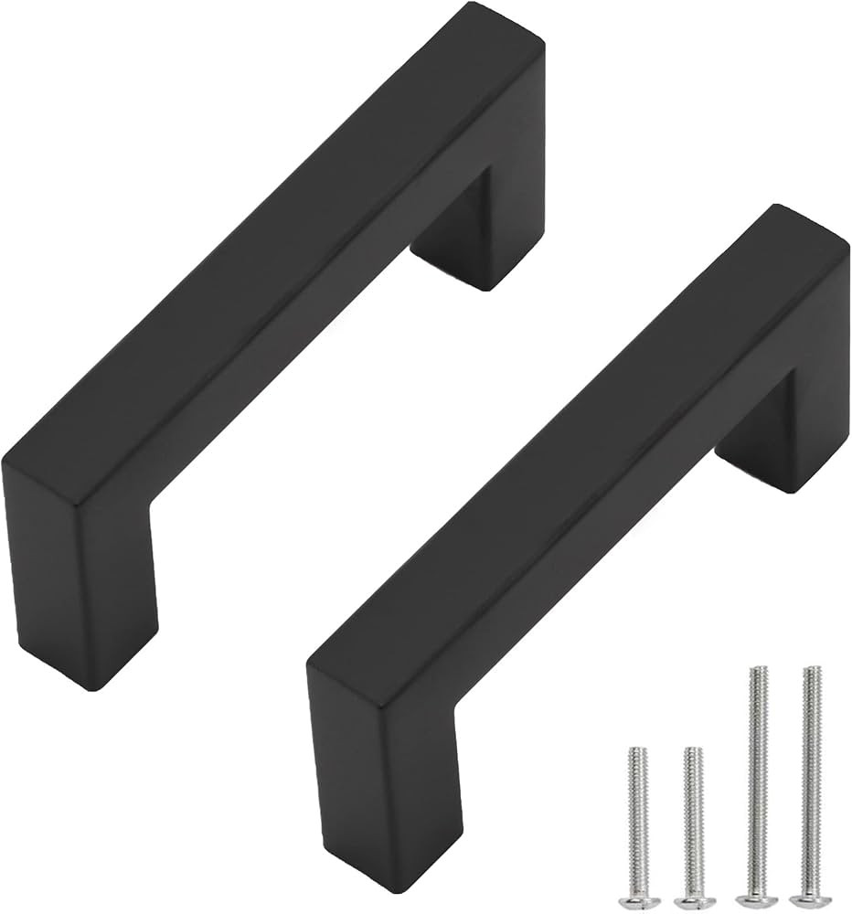 Cabinet Pulls Matte Black Cabinet Handles Square Drawer Pulls, 20 Pack 3 Inch Stainless Steel Kit... | Amazon (US)