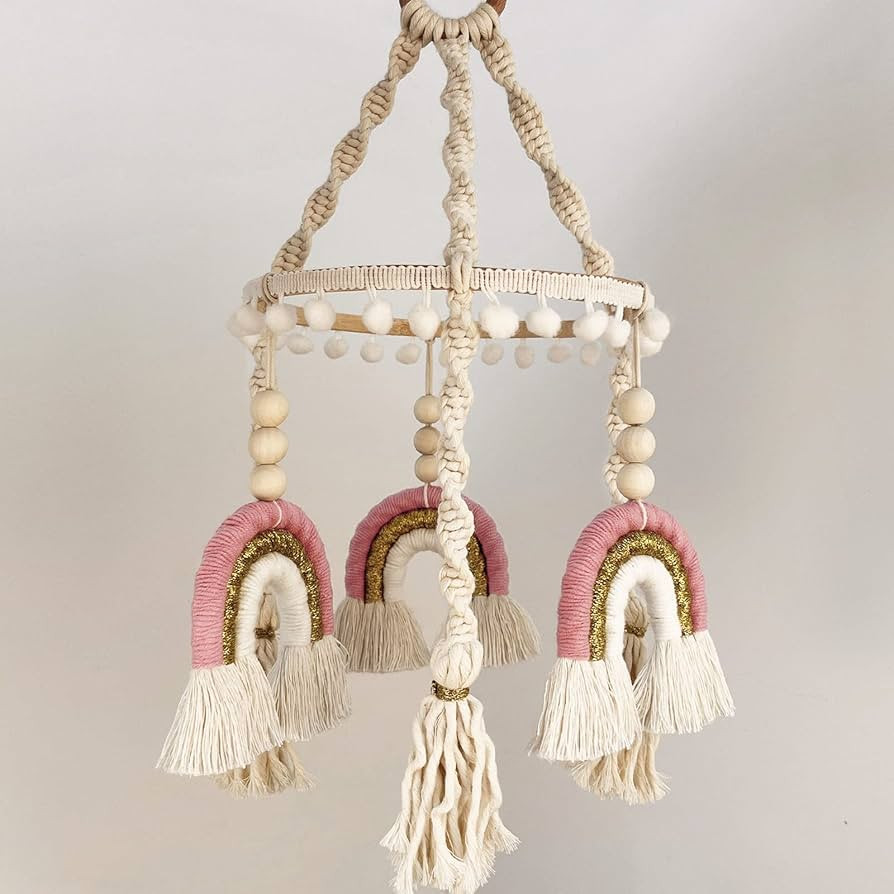 Baby Crib Mobile Macrame Rainbow Baby Mobile, Baby Crib Mobile for Girls, Neutral Nursery Mobile,... | Amazon (US)