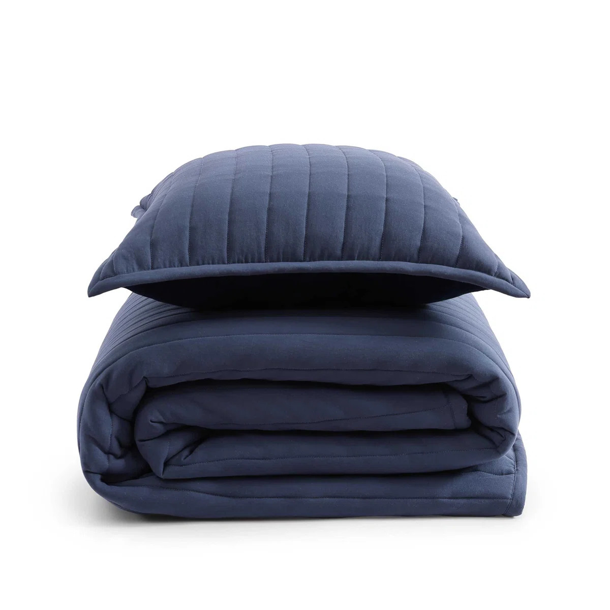 Tommy Hilfiger Classic Comfort Solid Reversible Blue Quilt Set | Wayfair North America