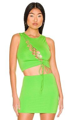 superdown Viki Lace Up Top in Green from Revolve.com | Revolve Clothing (Global)