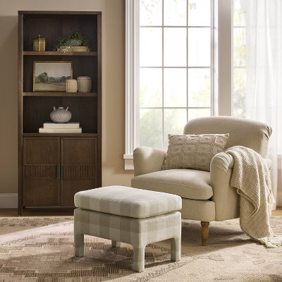 Bellfield Fully Upholstered Ottoman Checkered - Threshold™ designed with Studio McGee | Target