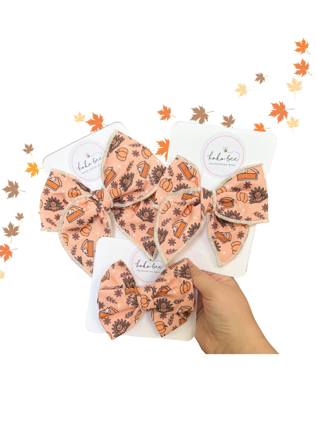 Thanksgiving Bow-Turkey & Pumpkin Pie/Baby Girl/Toddler/Fall/Headwrap/Big Bow | Etsy (US)