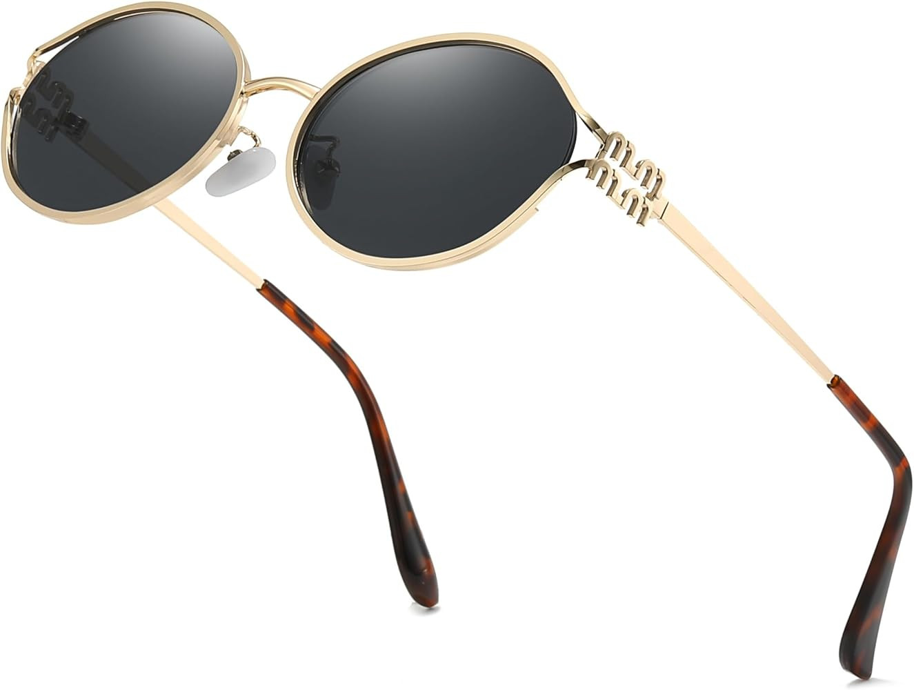 Retro Oval Sunglasses for Women Classic Round Designer Sun Glasses UV400 Protection Gold Metal Fr... | Amazon (US)