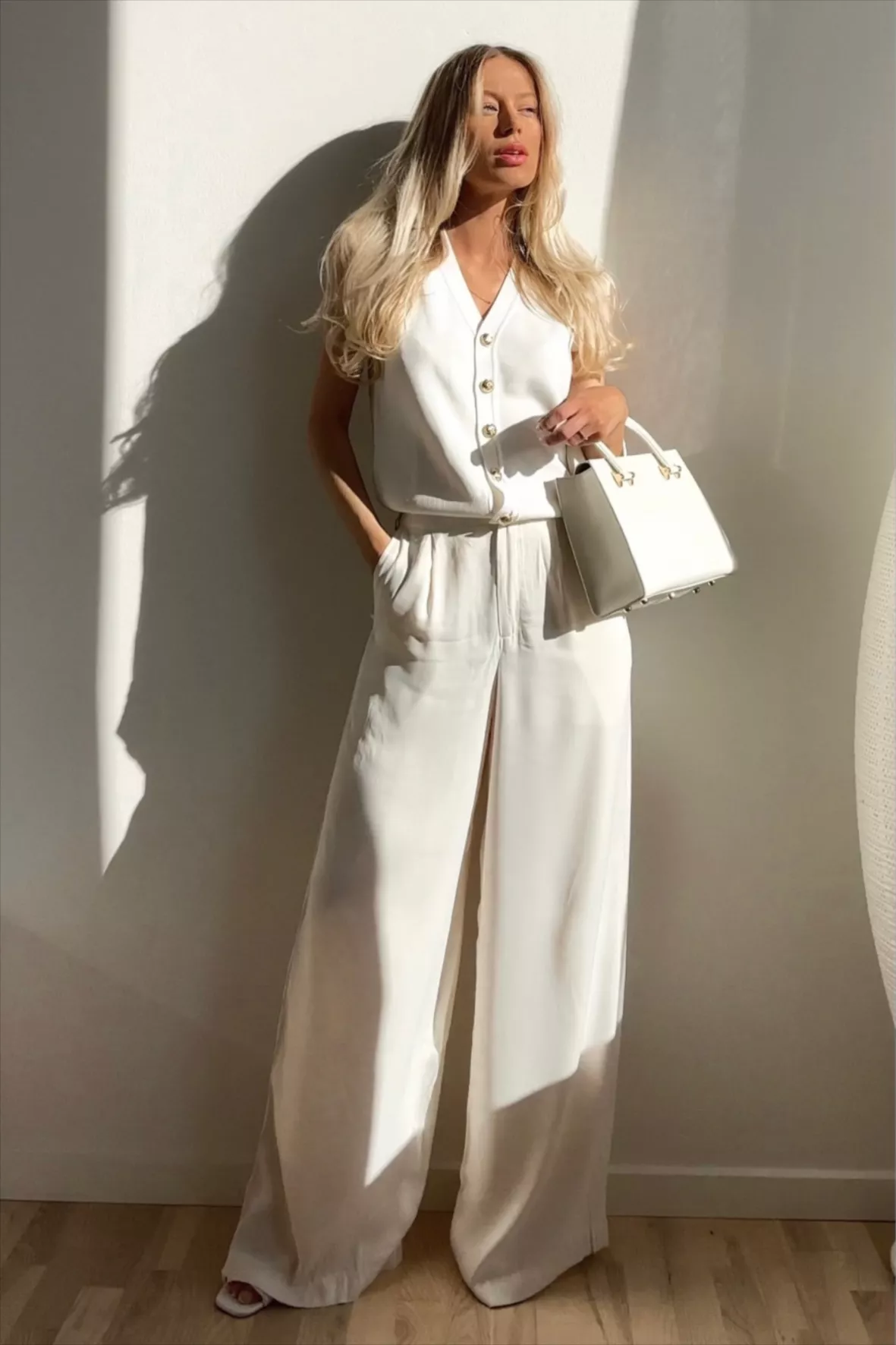 Satin Pleated Wide Leg Pant Suit curated on LTK