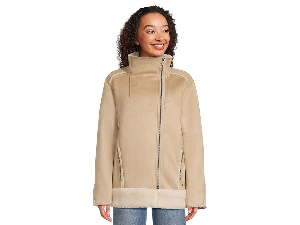 UGG Avelie Luxefluff Jacket Women's Coat Sand : XS, Faux Fur/Polyester/Spandex | Zappos