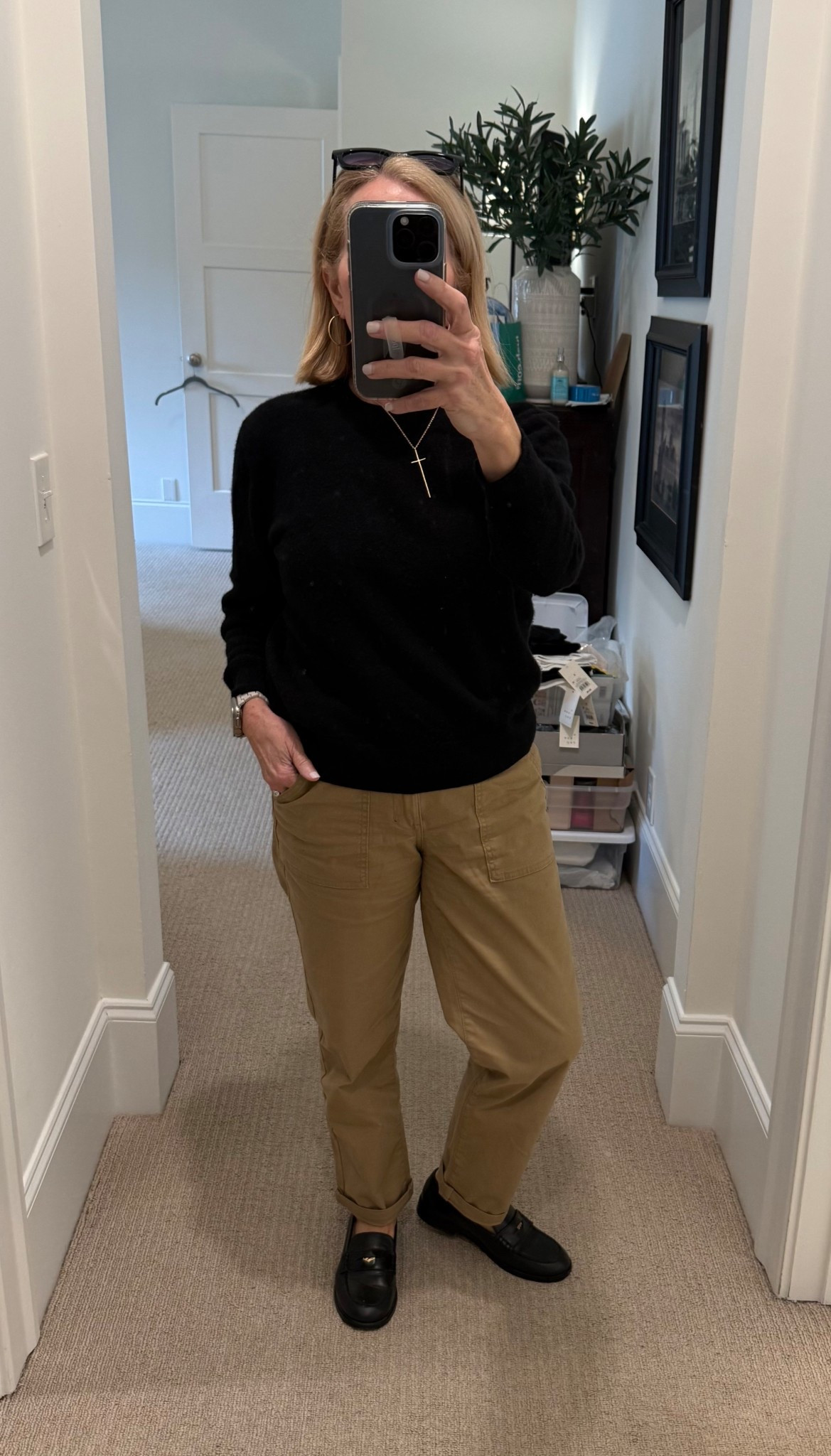 Quick listing appointment this afternoon! It was a little chilly but my @Quince cashmere sweater was perfect! Picked up these cute pants at Marshall’s! Are skinny pants/jeans coming back?! Yikes!😬 

#LTKootd #LTKdayinmylife #LTKOver40