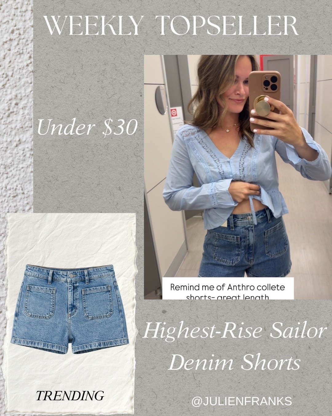 Weekly Bestseller ✨

High rise sailor denim shorts!

Loving all of these target spring new arrivals: cozy lounge set, Anthro look for less shorts, some home refresh finds and pretty tops! 
.
#target #targetstyle #targetfashion 

#LTKootd #LTKdayinmylife #LTKgrwm