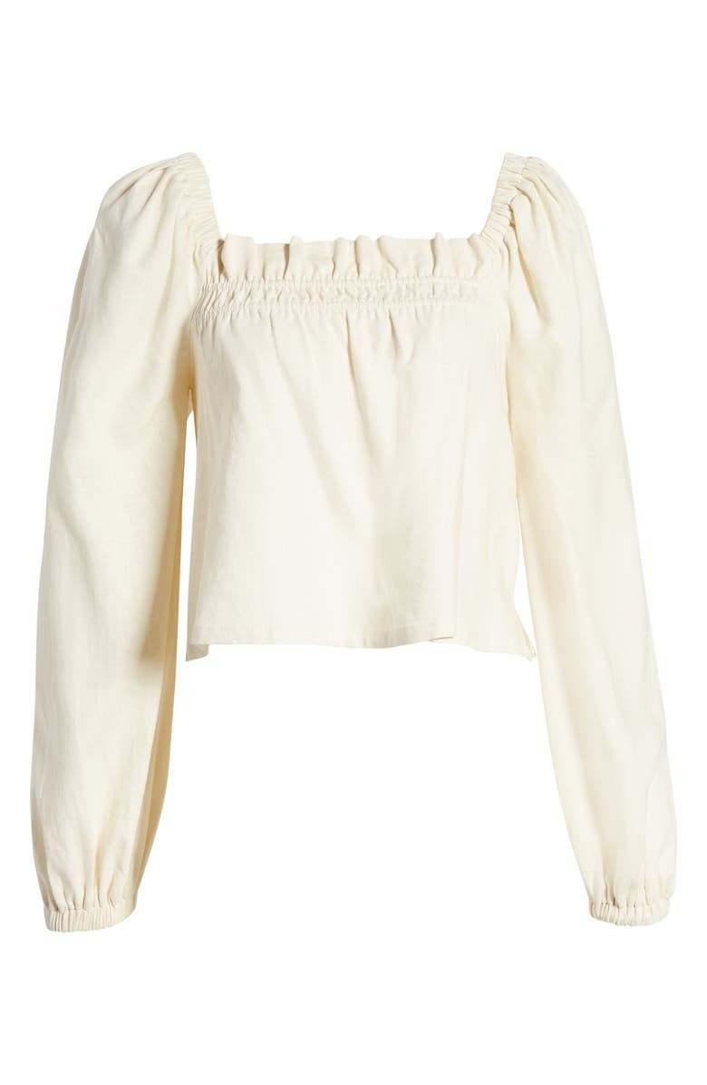 Open Edit Long Sleeve Linen Blend Blouse | Nordstrom | Nordstrom
