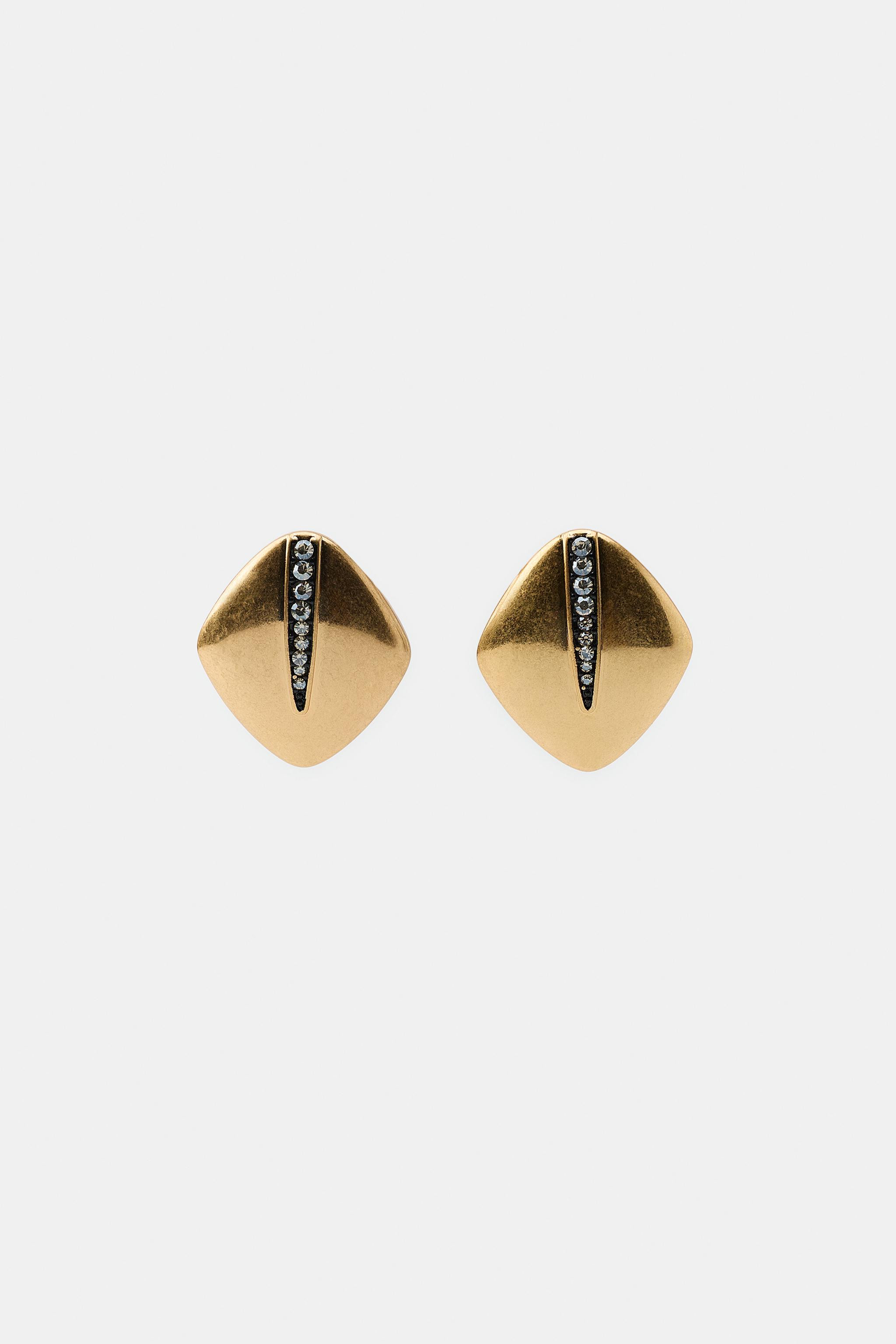 RHINESTONE DIAMOND STUD EARRINGS | Zara US