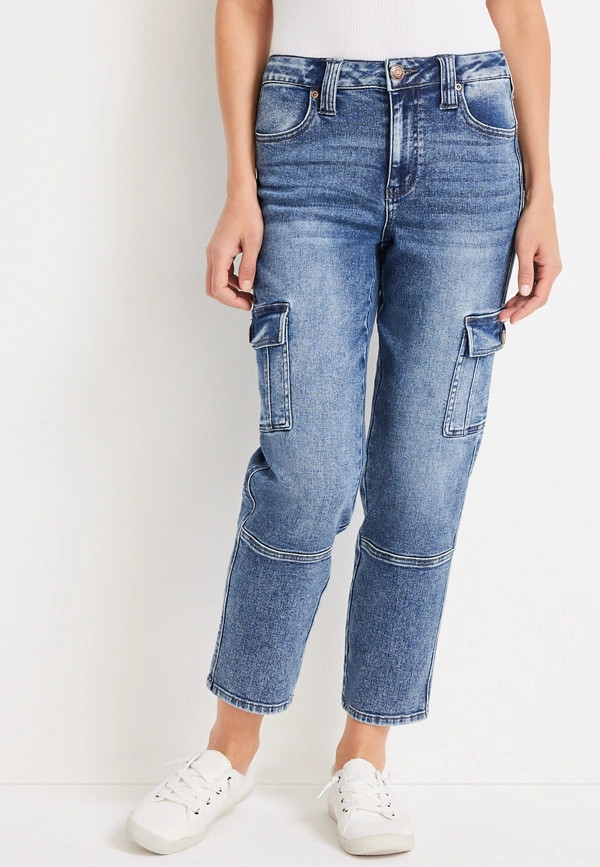 m jeans by maurices™ Straight High Rise Cargo Ankle Jean | Maurices