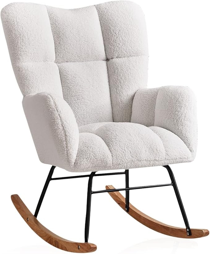 Rocking Chair Nursery, Teddy Glider Rocker with High Backrest, Modern Rocking Chairs for Nursery,... | Amazon (US)