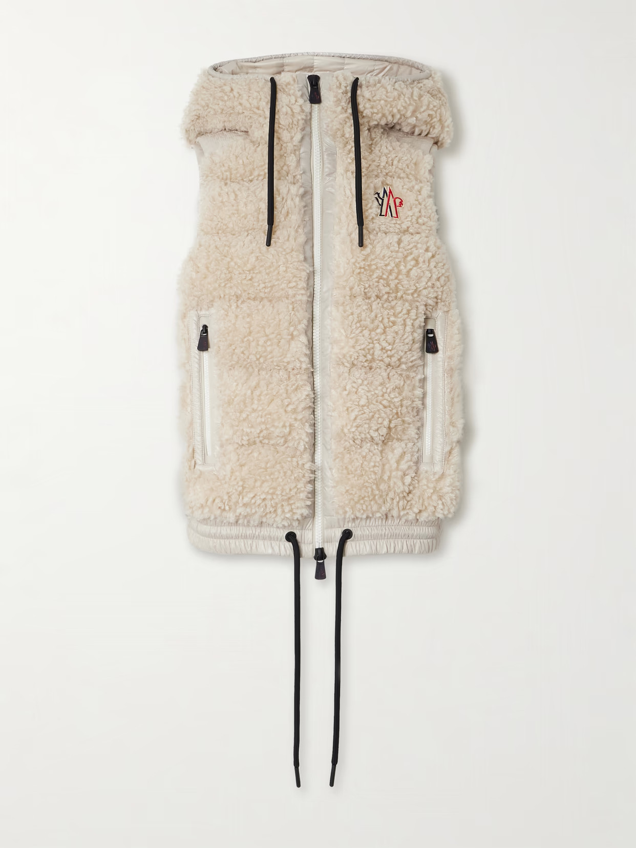 Moncler Grenoble - Shell-trimmed Quilted Faux Shearling Hooded Down Vest - Cream | NET-A-PORTER (US)
