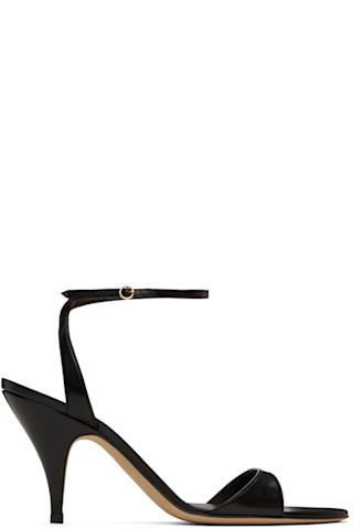 The Row - Black Vika Ankle Strap Heeled Sandals | SSENSE