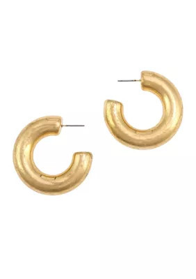 Wonderly Gold Tone Chunky Post Top Hoop Earrings | Belk