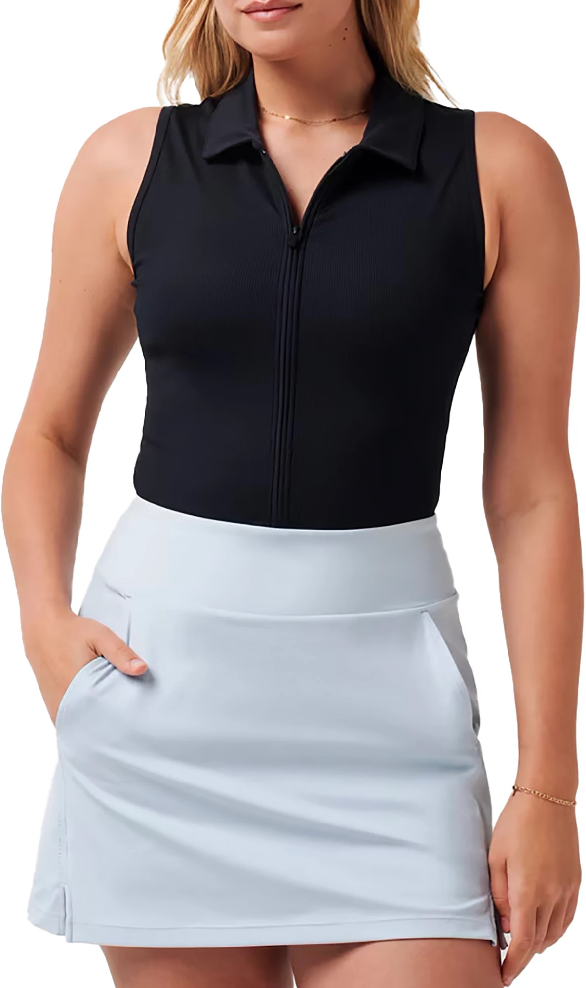 TravisMathew Women's Midline MoveKnit Sleeveless Golf Polo, Small, Black | DICK'S Sporting Goods