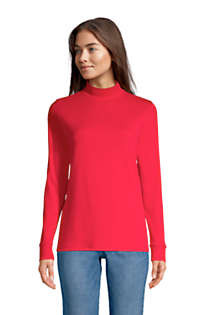 Women's Relaxed Cotton Long Sleeve Mock Turtleneck | Lands' End (US)