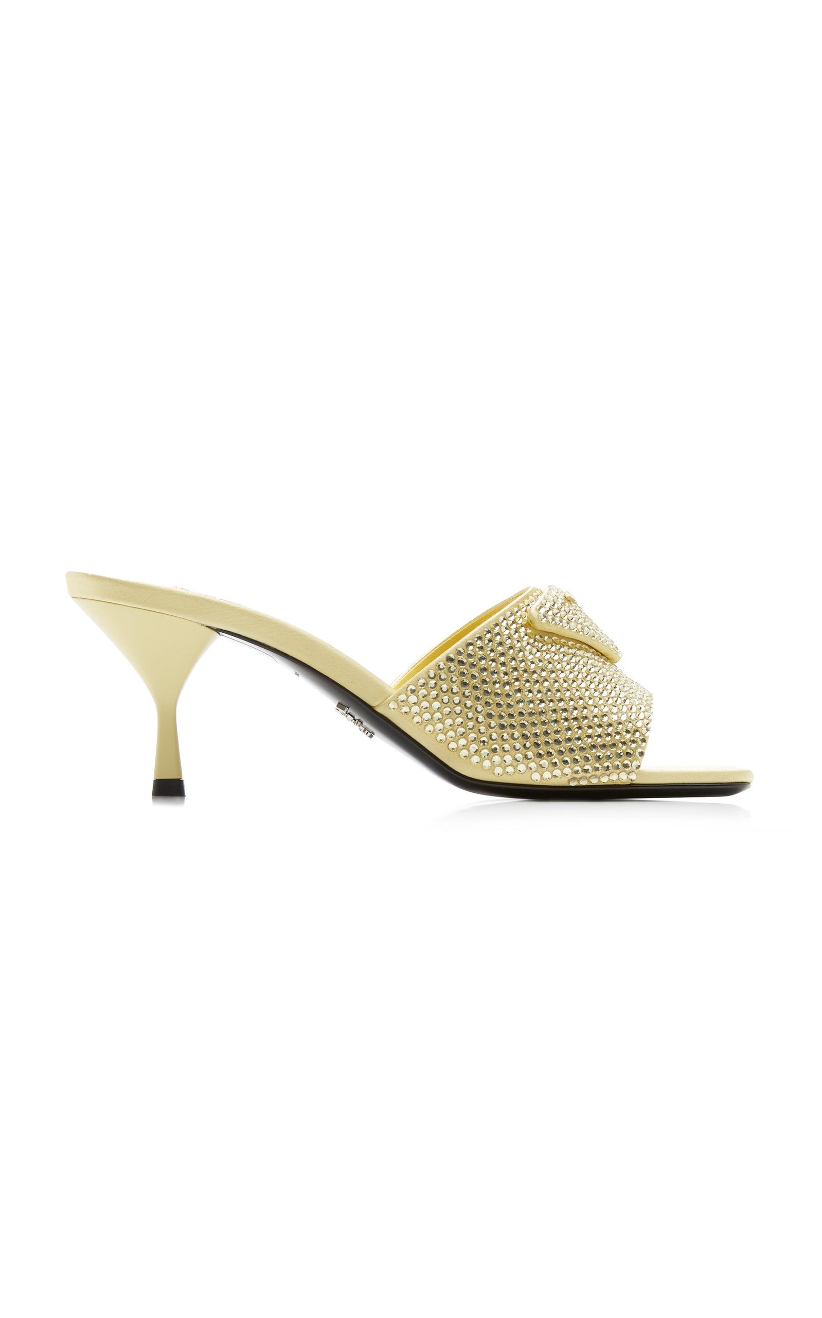 Prada - Crystal-Covered Satin Sandals - Yellow - IT 40 - Moda Operandi | Moda Operandi (Global)