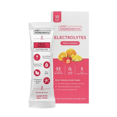 Just Ingredients Electrolytes Drink Mix Packs - Fruit Punch - 3.38/10ct | Target
