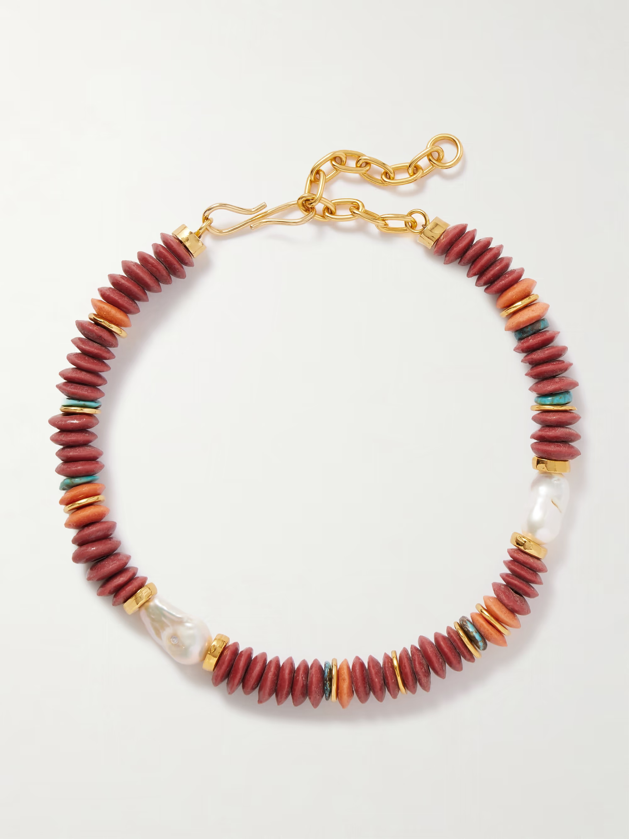 Umi gold-plated, turquoise and pearl beaded necklace | NET-A-PORTER (US)