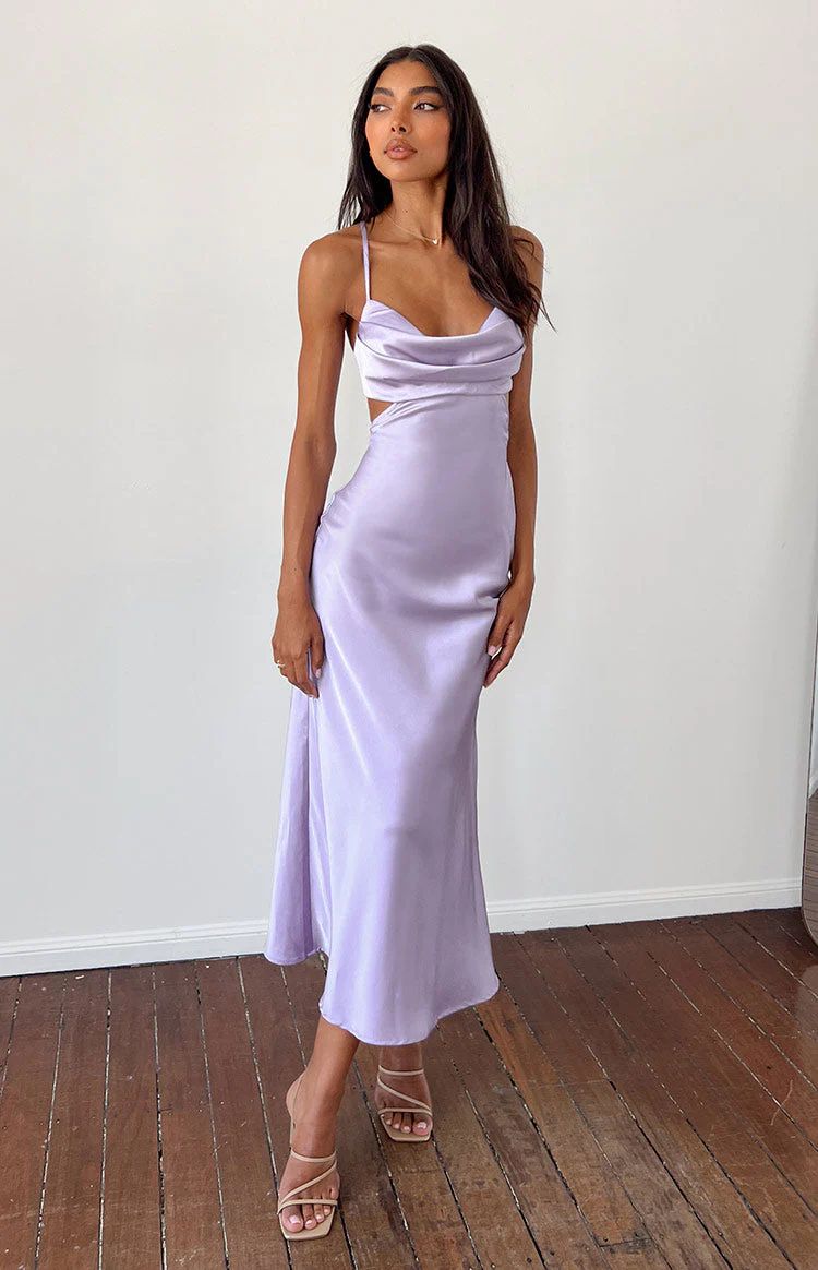 Taleah Lilac Cut Out Maxi Dress | Beginning Boutique (US)