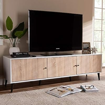 Baxton Studio Bastien Mid-Century Modern 6-Shelf TV Stand | Amazon (US)