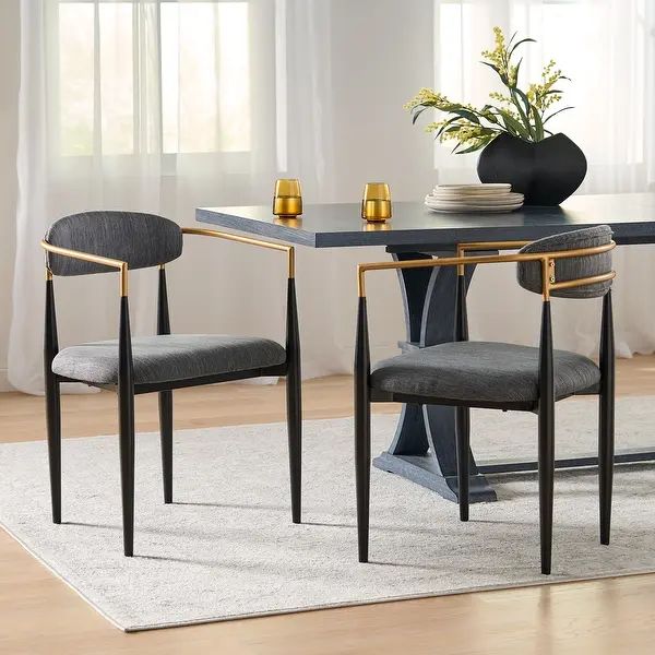 Elmore Fabric Upholstered Iron Dining Chairs (Set of 2) by Christopher Knight Home | Bed Bath & Beyond